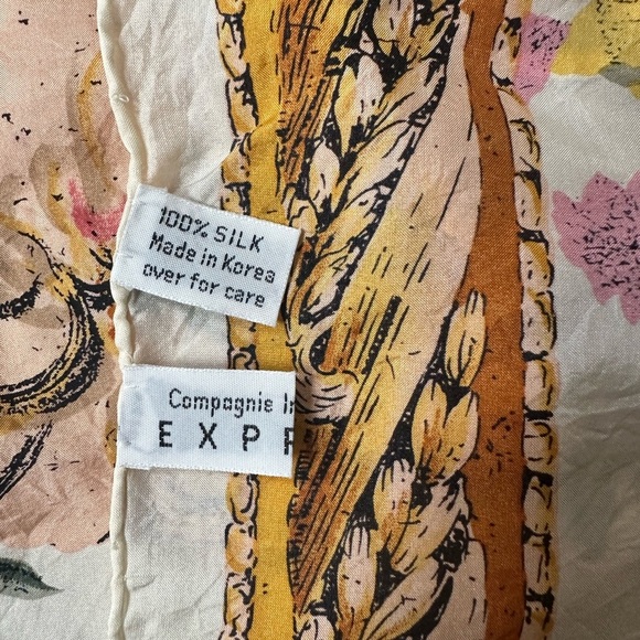 Vintage Express 100% Silk Floral Scarf 34" Square Compagnie Internationale - Picture 5 of 6